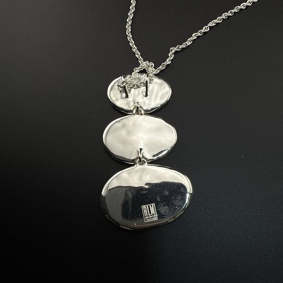 Robert Lee Morris RLM Necklace Modernist White Bronze Oval Pendant Bold QVC - Picture 9 of 11